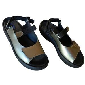 Wolky Jewel Metallic Patent Leather Adjustable Walking Sandals size 41/9.5